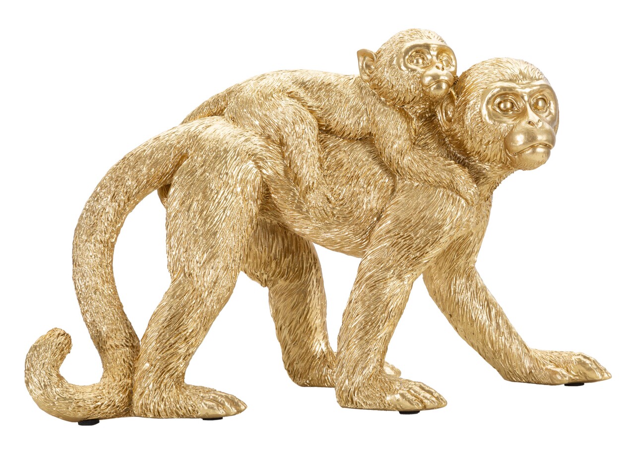 Decoratiune Monkey Mom, Mauro Ferretti, 29.5x11.5x18.5 cm, polirasina, auriu - imagine 7